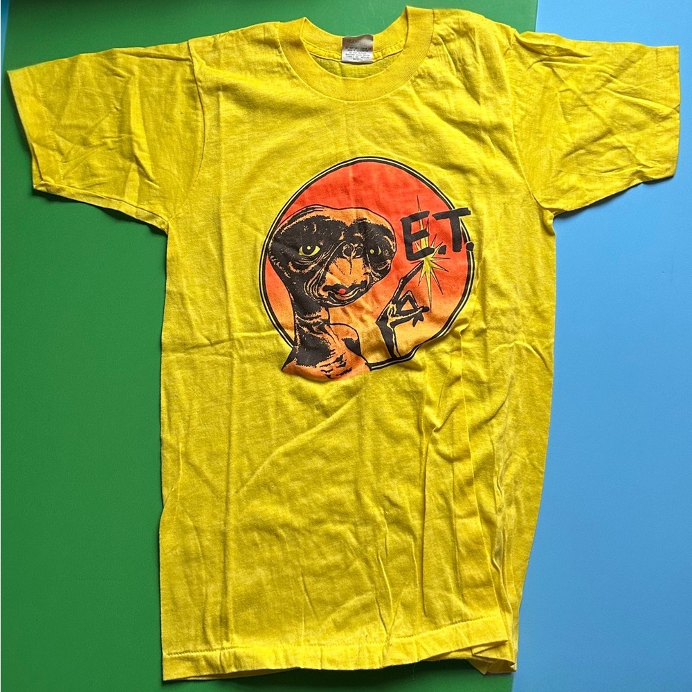 Vintage Kids 1980s Screen Stars Single Stitch E.T. Yellow T Shirt
